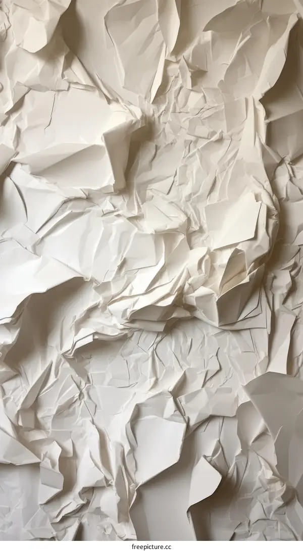 Close-up of a crumpled white paper texture