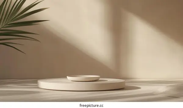 Beige Minimalist Product Display with Tropical Leaf