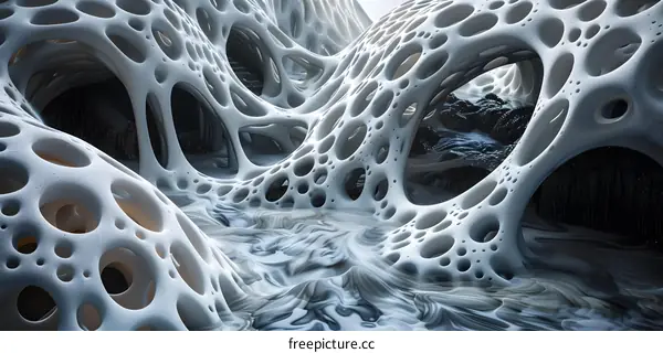 Futuristic organic architecture interior