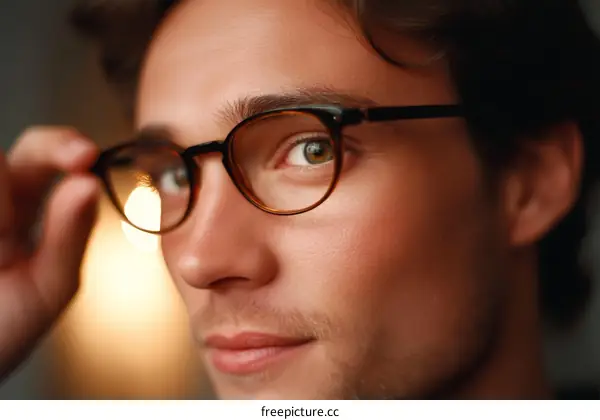 Close-up of a Person Wearing Glasses