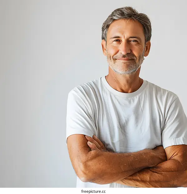 Portrait of a Happy Middle Aged Caucasian Man