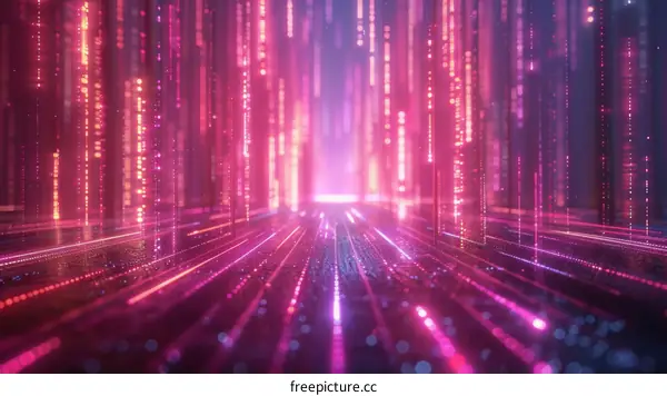 Digital Data Stream Flowing through Cyberspace