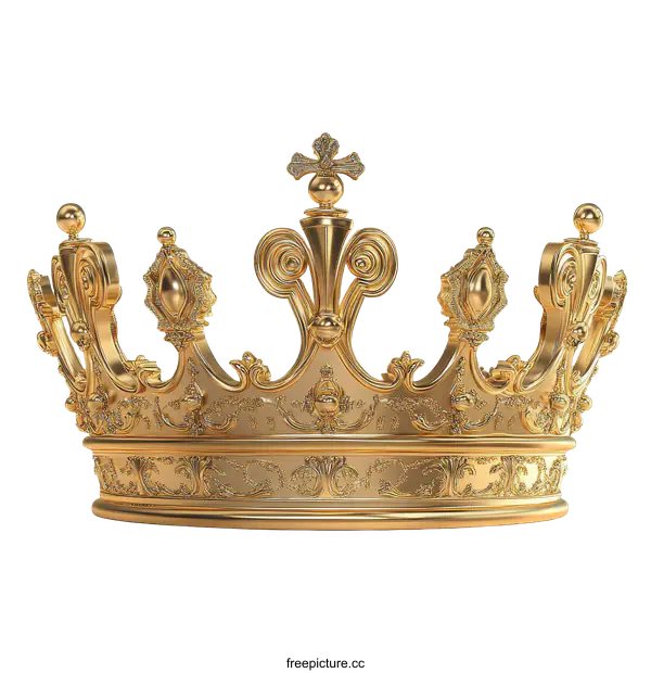 [Transparent Background PNG]Golden Ornate Crown Illustration