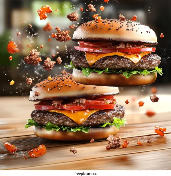 Delicious Burgers in the Air with Crumbs