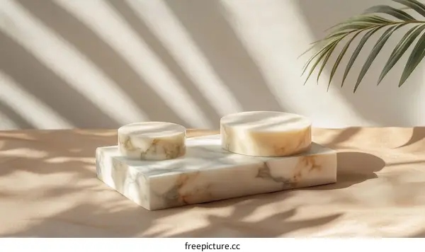 Elegant Marble Display Platforms with Natural Light