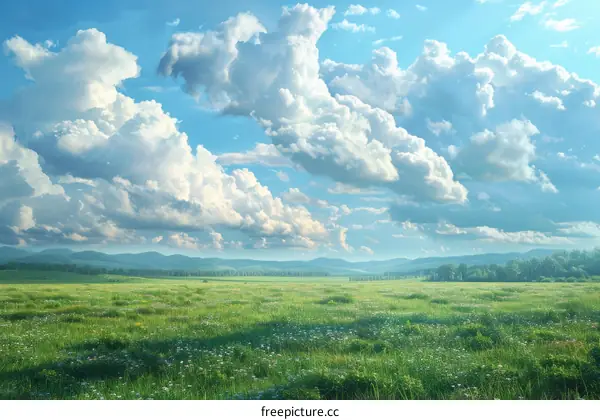 Mesmerizing Grassland Landscape under the Azure Sky