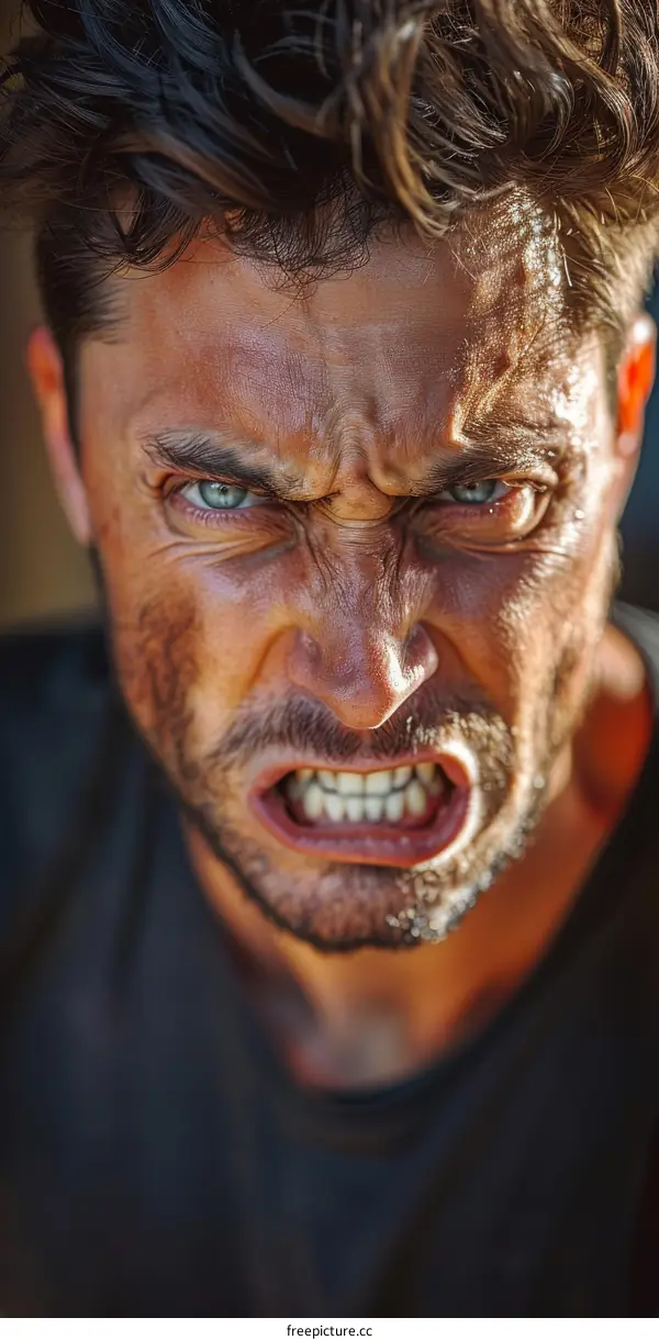 Close-up Portrait of an Angry Man