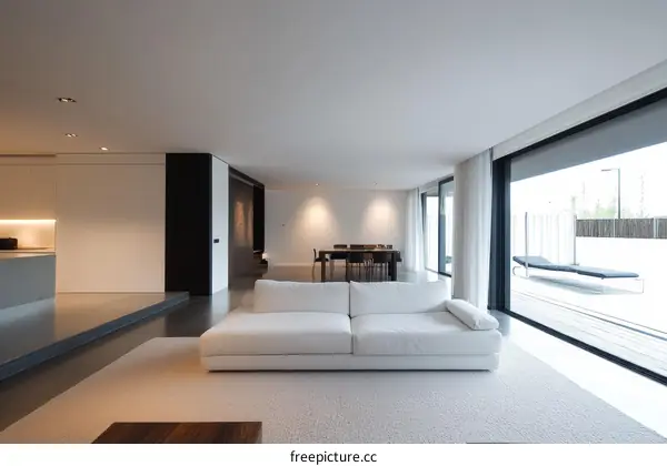 Modern Minimalist Living Room with Large Windows