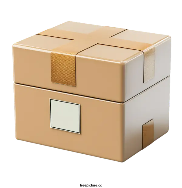 [Transparent Background PNG]3D Rendering of a Cardboard Box with Tape