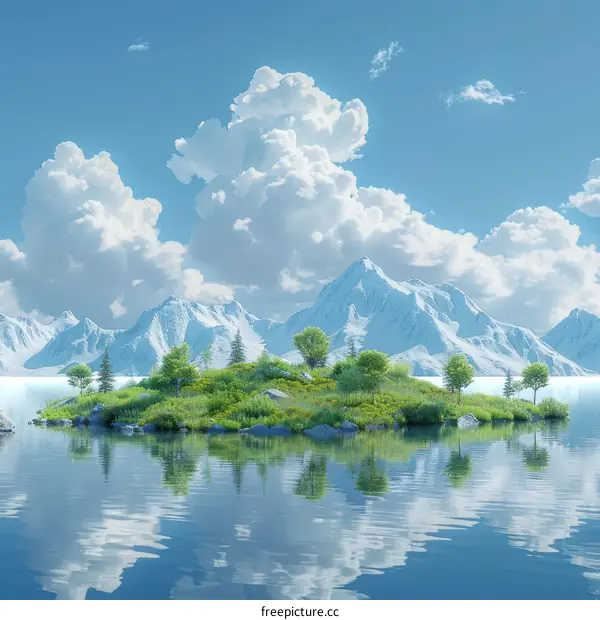 Lonely Island in the Azure Sea