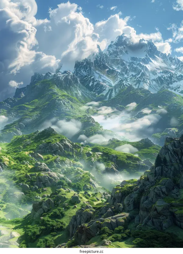 Majestic Mountain Landscape Illustration