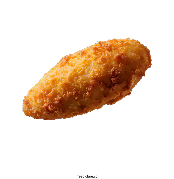 [Transparent Background PNG]A breaded and deep-fried croquette isolated on a white background