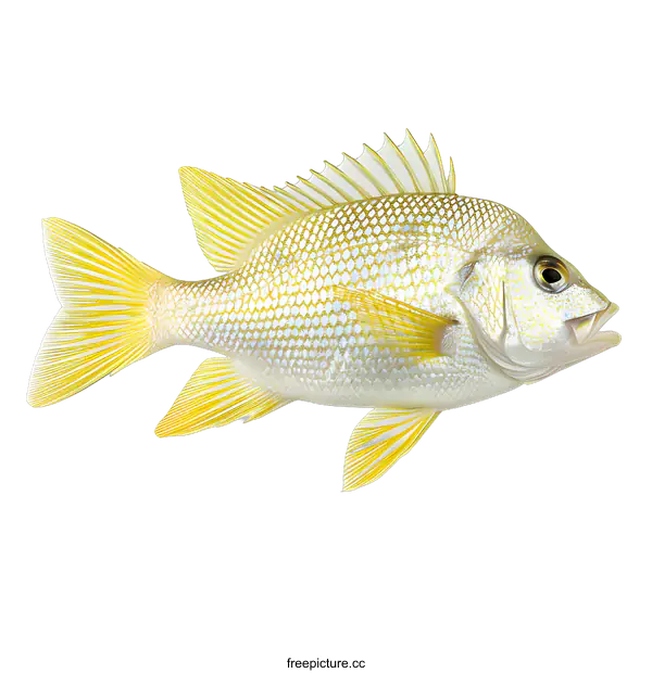 [Transparent Background PNG]Yellow Fish on White Background