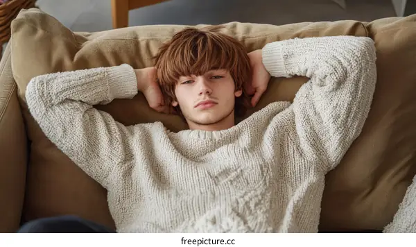 Relaxed Young Man in a Cozy Sweater