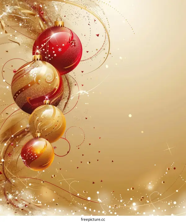 Christmas Background Decorated with Ornaments and Gifts