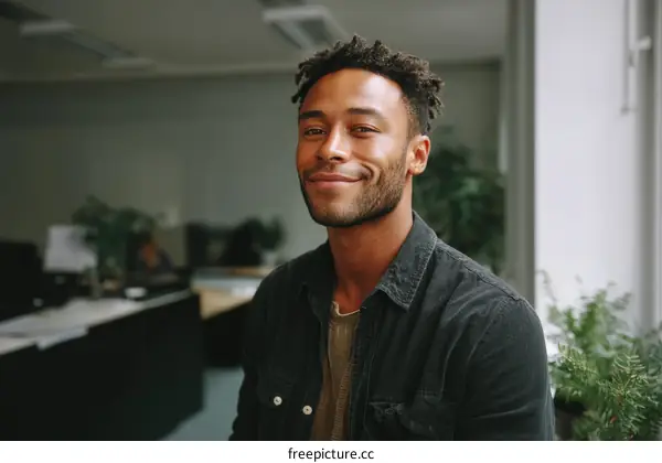 Smiling African American Man in Office