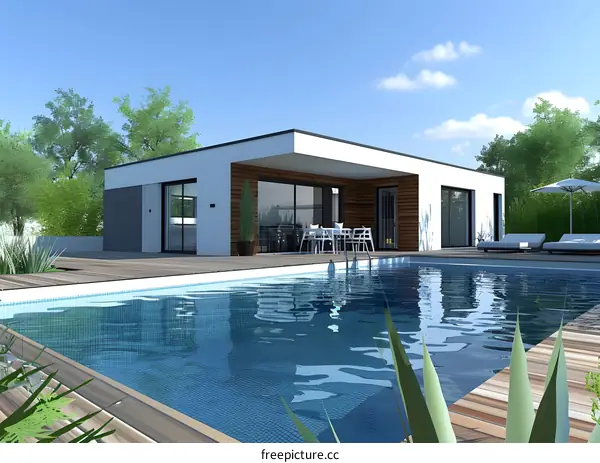 Modern House with Pool and Patio