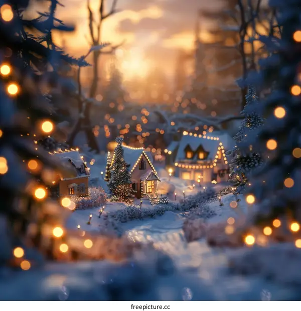 Cozy Cabin in a Snowy Christmas Night