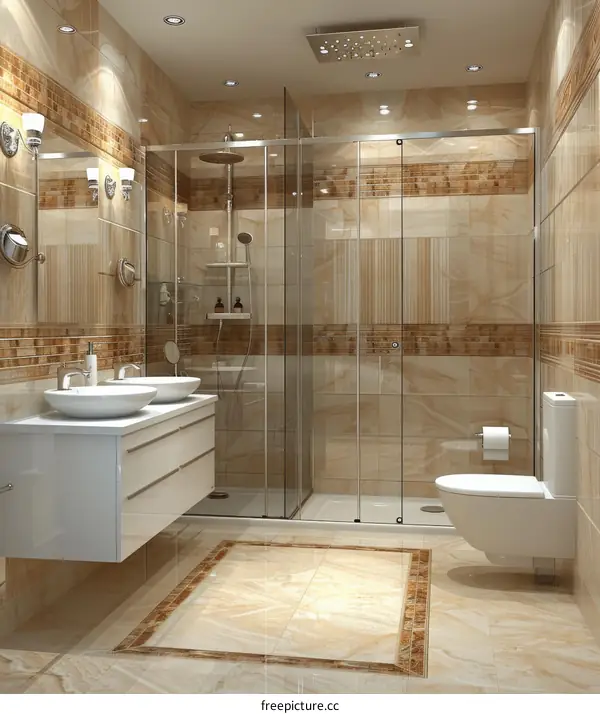 Modern Bathroom Interior Design with Shower