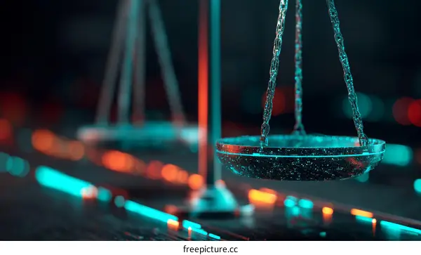 Digital Scales of Justice Abstract Illustration