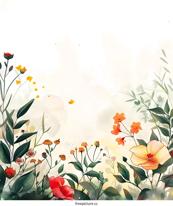 Watercolor Flower Illustration with White Background