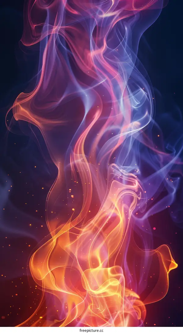 Abstract colorful fire flames on black