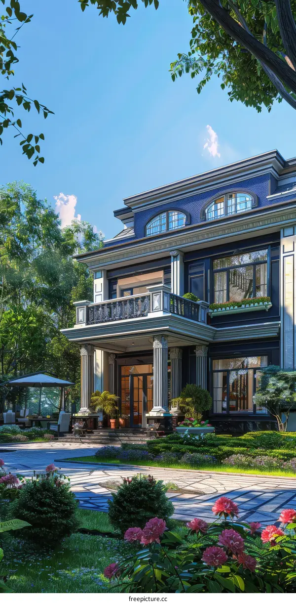 Stunning Blue and White Villa in a Picturesque Setting