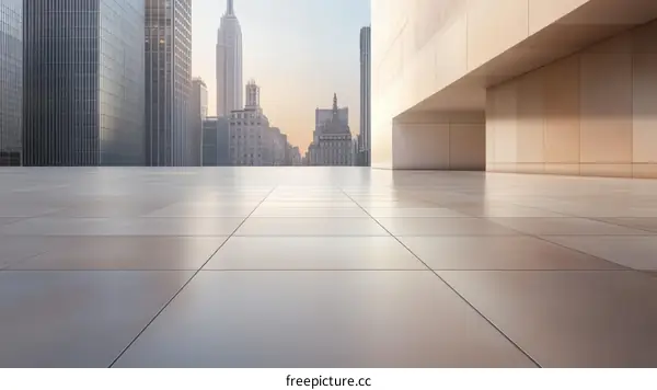 Modern Cityscape Empty Plaza Illustration