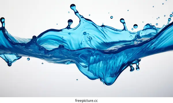 Dynamic Blue Liquid Splash with Droplets