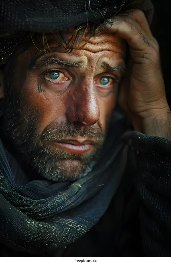 Portrait of a man with blue eyes