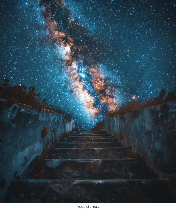 Stairway to the Stars: A Night Sky View