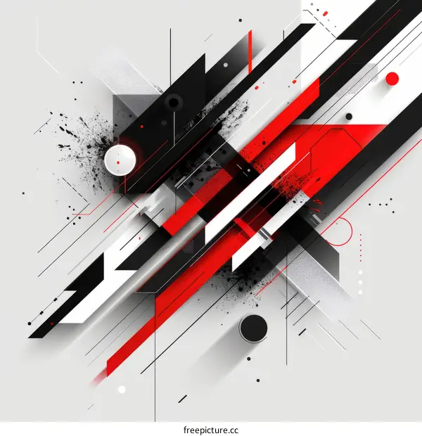 Abstract Geometric Shapes in Red, Black, and White