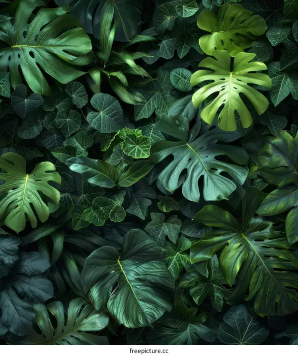 Lush Foliage of Tropical Rainforest Plants