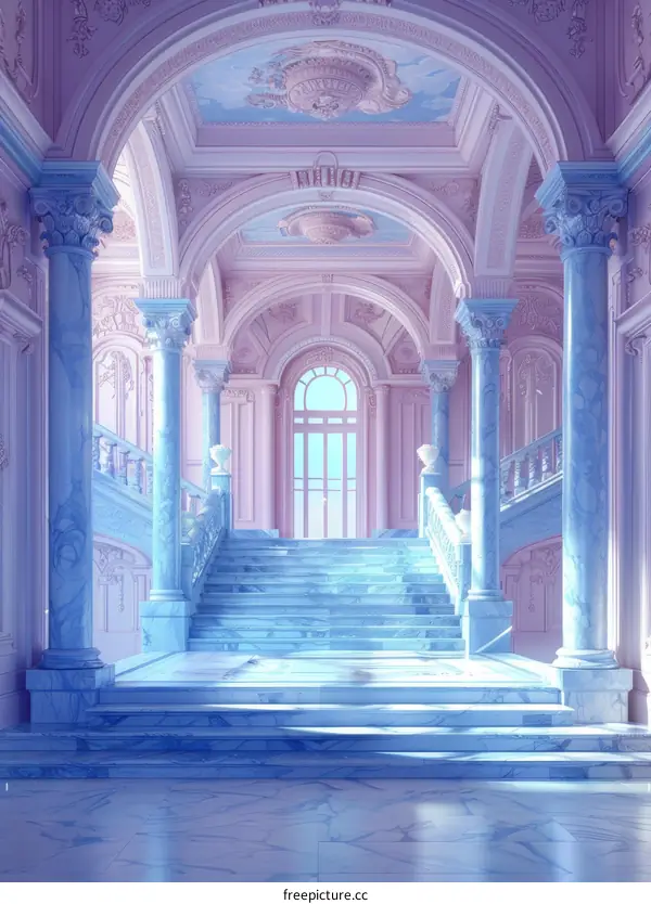 Pastel Palace Staircase Illustration