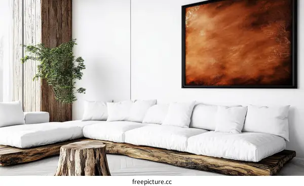 Modern Minimalist Living Room with Abstract Artwork