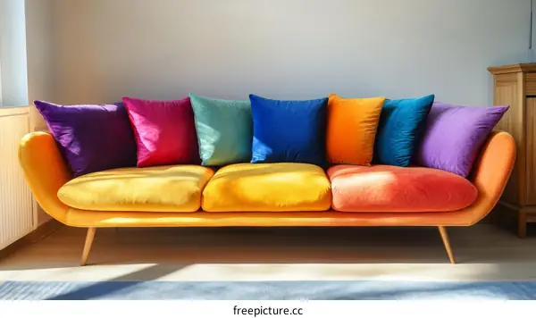 Colorful Modern Sofa with Vibrant Cushions