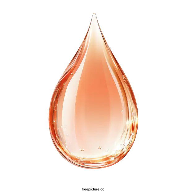[Transparent Background PNG]Closeup of a Beautiful Peach-Colored Droplet of Serum