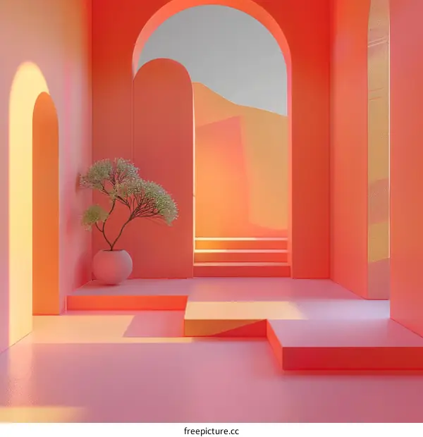Pink and White Surreal Minimalist Space