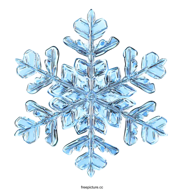 [Transparent Background PNG]A Detailed Close-up of a Beautiful Snowflake