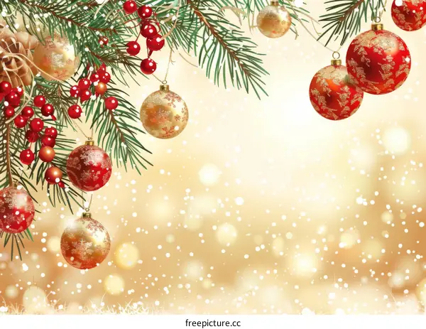 Merry Christmas Ornaments in Red, Golden, and Green