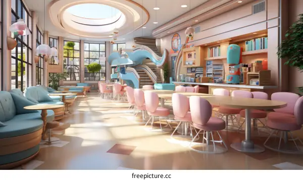 Colorful and Inviting Cafeteria Illustration