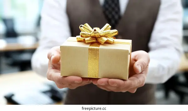 Gift Giving Business Man  Presenting a Present