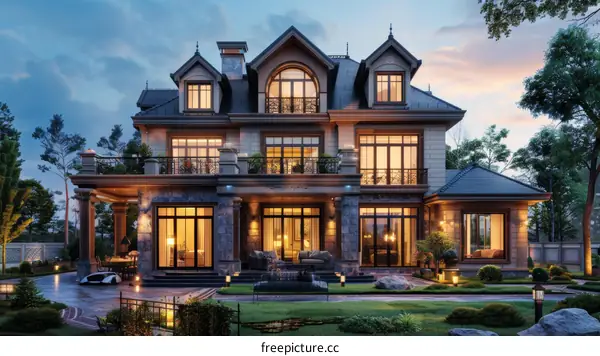 European style villa with beautiful yard