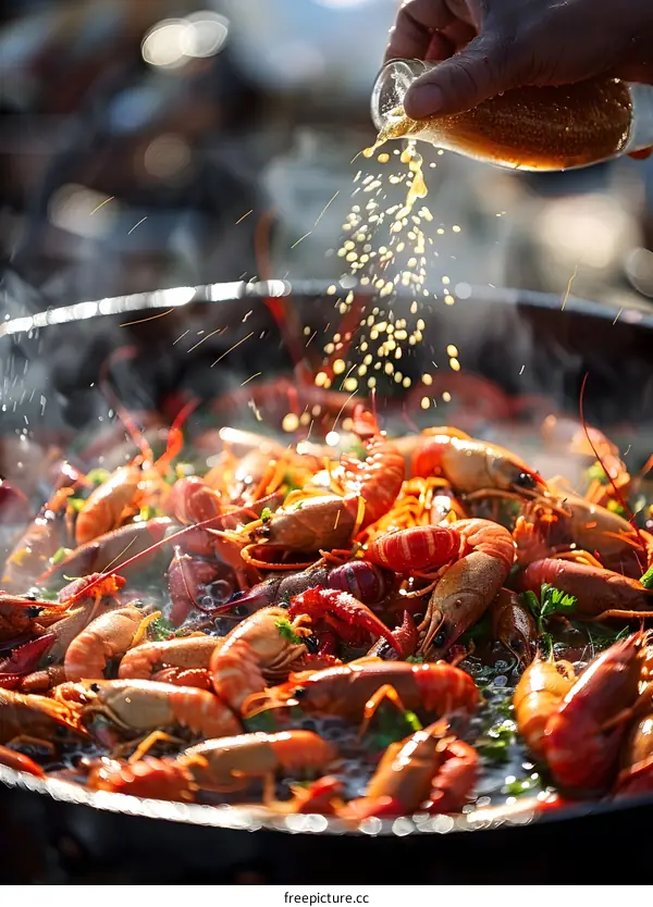 Cooking a pot of crayfish
