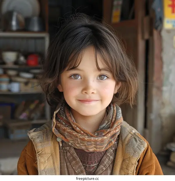 Portrait of a young girl in a headscarf