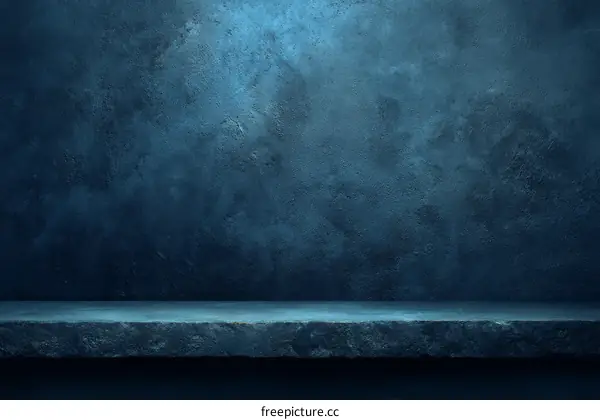 Dark Blue Concrete Wall and Shelf Display