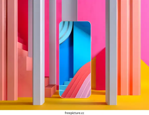 Abstract 3D Colorful Design With Phone