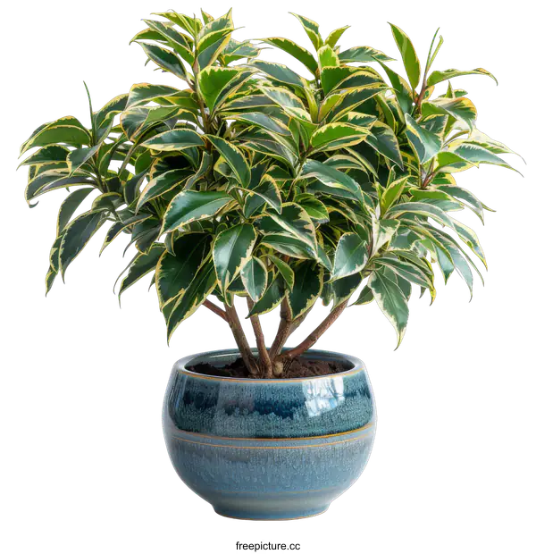 [Transparent Background PNG]A Potted Plant with Variegated Leaves