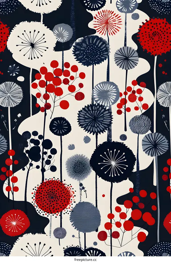 Abstract Red and Blue Floral Pattern