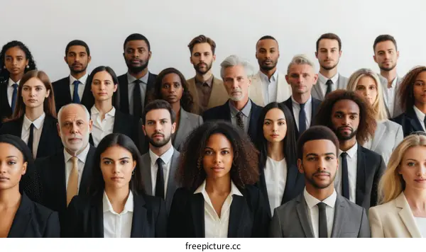 Multiethnic business team standing together in a group